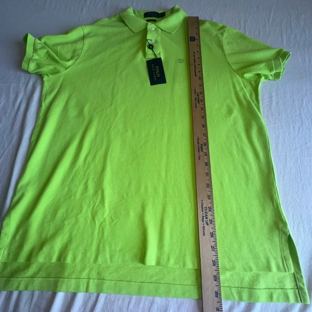Polo Ralph Lauren Custom Fit Mesh Polo Shirt XL Neon/Safety Green‎ Orange Pony